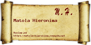 Matola Hieronima névjegykártya